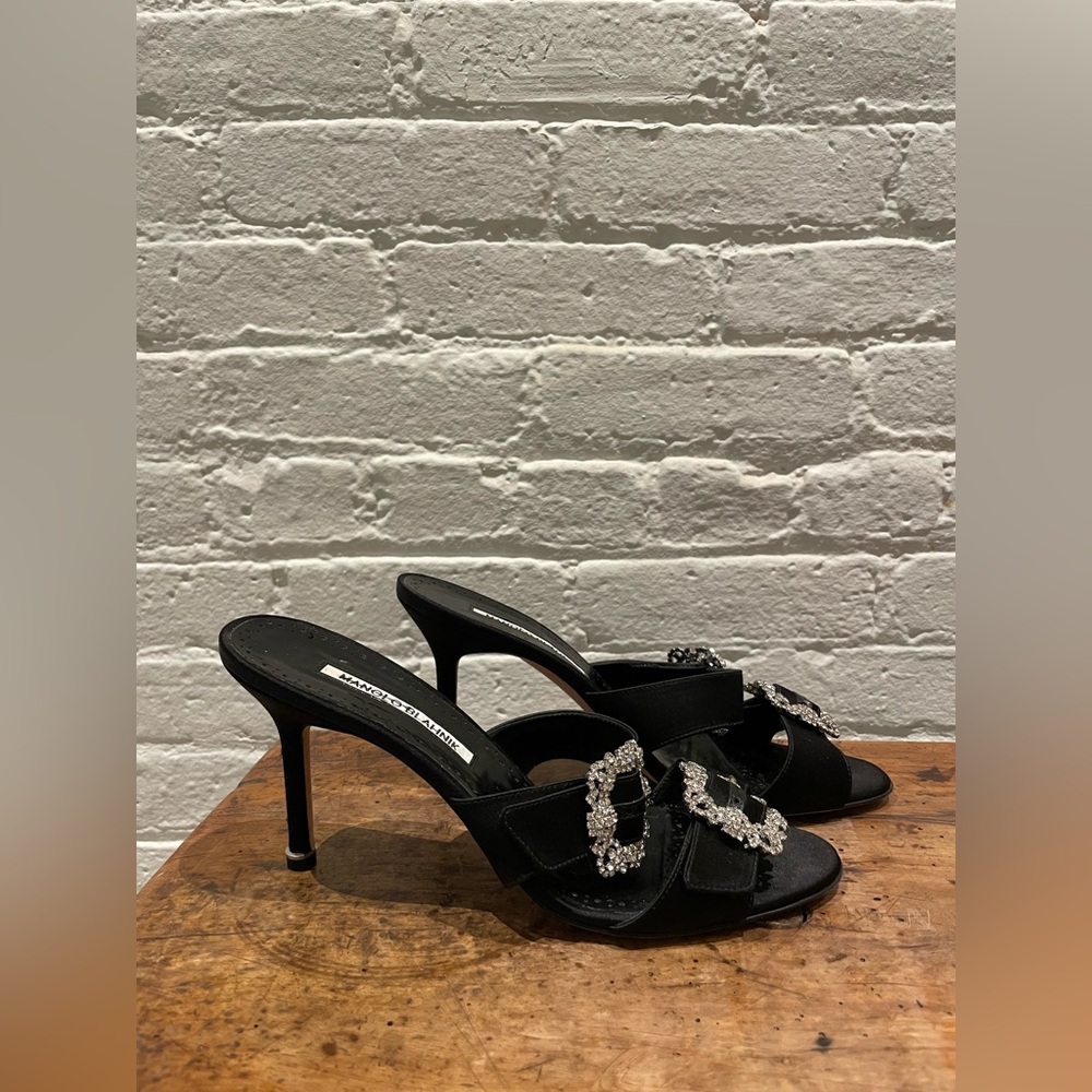 Manolo Blahnik Heeled Sandals with Crystal Embellishments